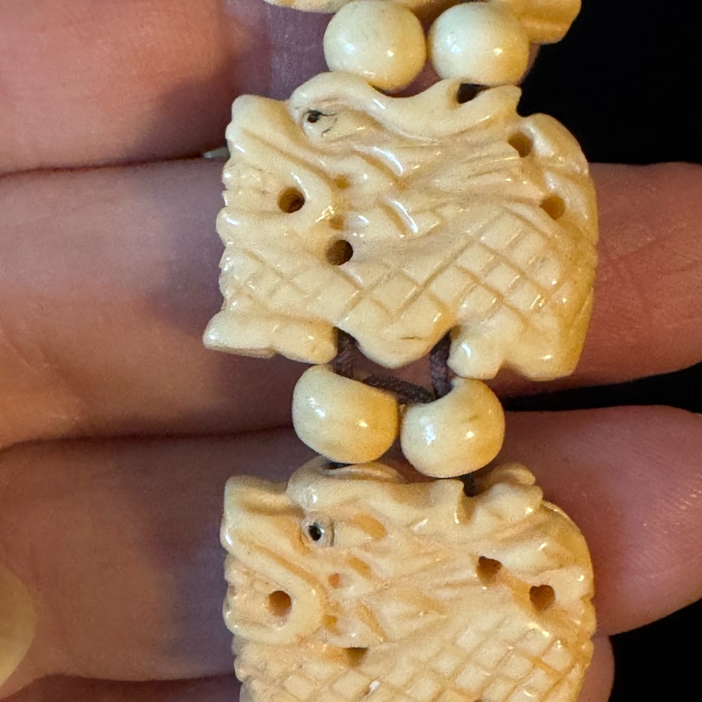 Vintage Hand-Carved Dragon Bracelet and Earrings - Picture 12 of 15